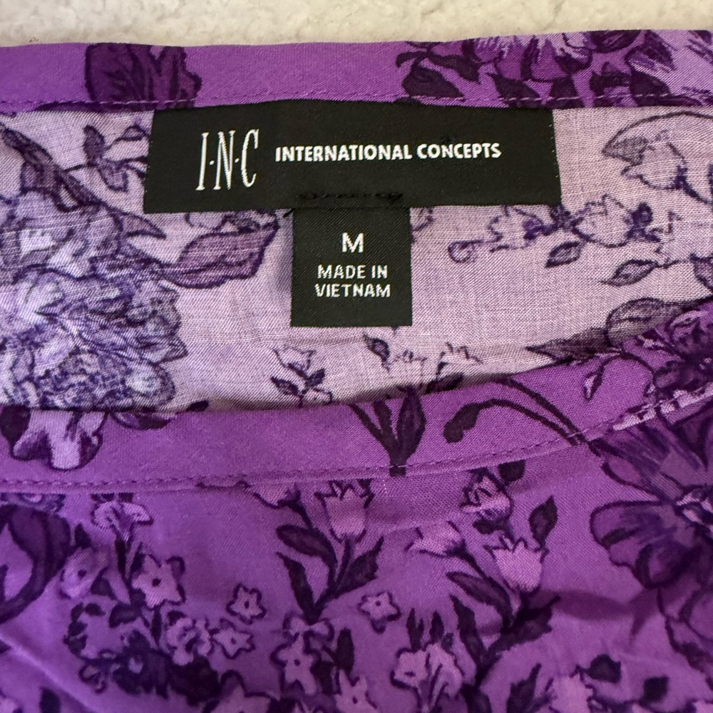 INC cold shoulder floral print top medium - Picture 7 of 11